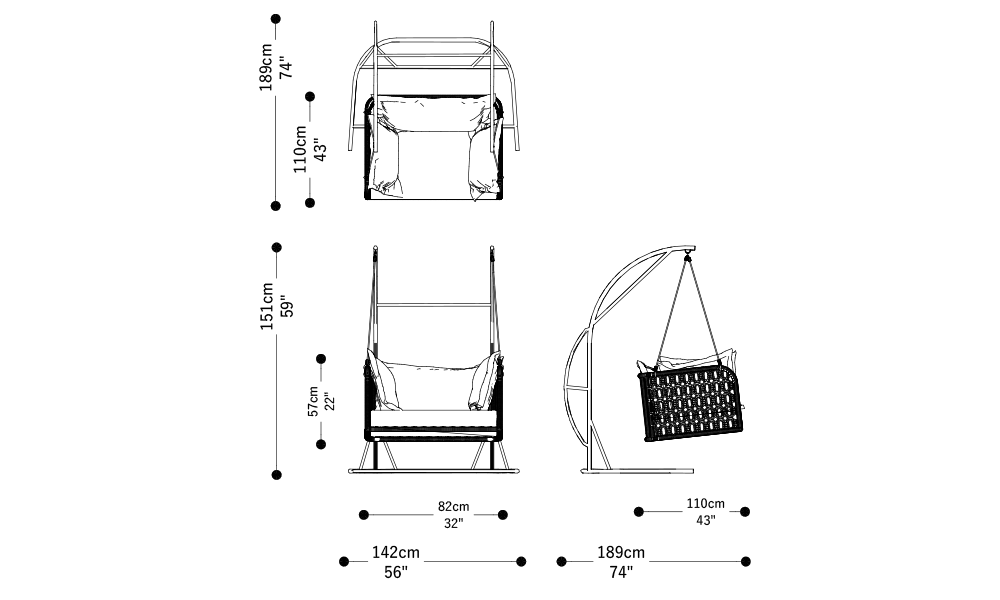 Image of the main dimensions of the product